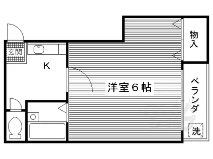 JR山陰本線 嵯峨嵐山駅 徒歩1分 3階建 築33年(1K/2階)の間取り写真