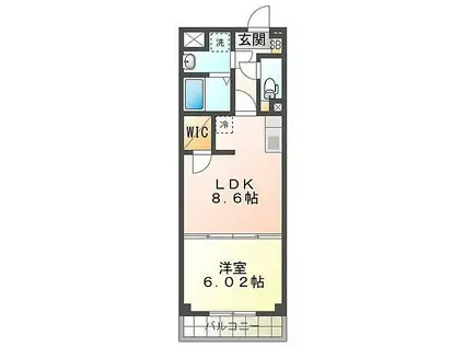 S-FORT津新町(1LDK/4階)の間取り写真