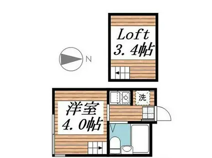 相鉄本線 西横浜駅 徒歩13分 2階建 築33年(ワンルーム/1階)の間取り写真