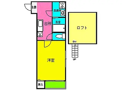 シャローム下山門(1K/1階)の間取り写真