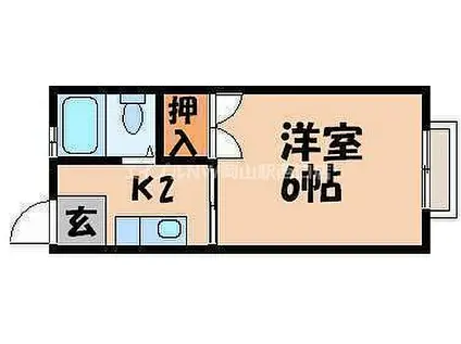 津島エレガンス(1K/2階)の間取り写真