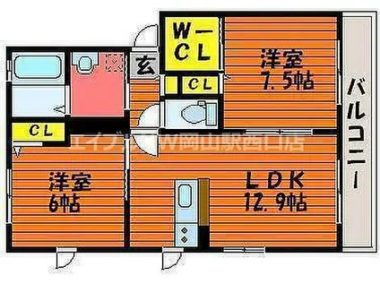 BINARE(2LDK/2階)の間取り写真