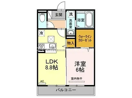 イヴェール(1LDK/1階)の間取り写真