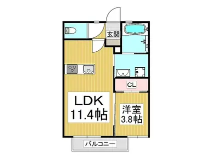 メゾンU宮ノ上(1LDK/1階)の間取り写真
