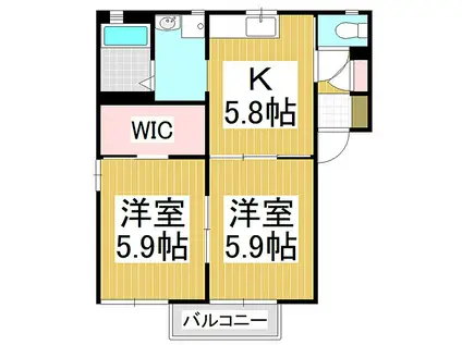 シャーメゾン ハンバ A(2K/2階)の間取り写真