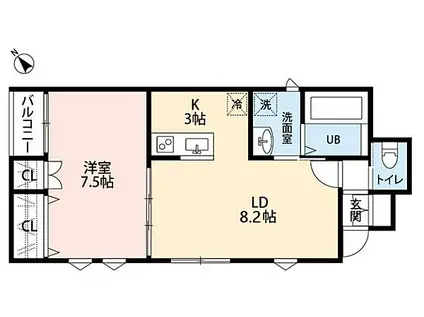 JLIVE行徳(1LDK/1階)の間取り写真