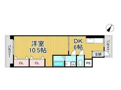 第二中村マンション(1DK/3階)の間取り写真