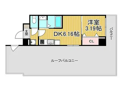 JR福知山線 伊丹駅(ＪＲ) 徒歩4分 9階建 築1年(1DK/9階)の間取り写真