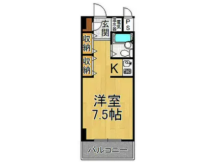 阪神本線 久寿川駅 徒歩10分 4階建 築32年(ワンルーム/4階)の間取り写真