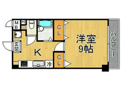 JR東海道・山陽本線 甲子園口駅 徒歩2分 5階建 築26年(1K/2階)の間取り写真