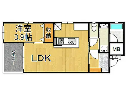 阪急今津線 門戸厄神駅 徒歩4分 2階建 築16年(1LDK/2階)の間取り写真