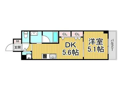 VERDE与古道(1DK/5階)の間取り写真