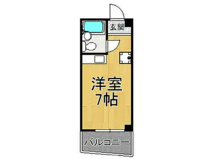 阪神本線 鳴尾・武庫川女子大前駅 徒歩5分 3階建 築46年(ワンルーム/3階)の間取り写真