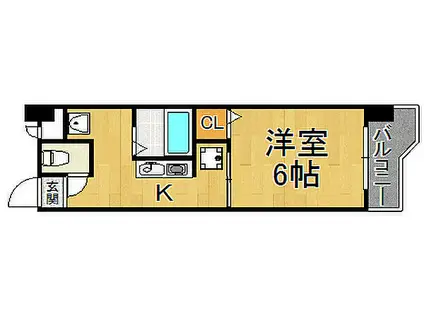 阪急神戸本線 夙川駅 徒歩6分 4階建 築51年(1K/1階)の間取り写真