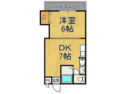 メニーローザ甲東園(1DK/2階)の間取り写真