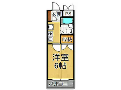阪急甲陽線 苦楽園口駅 徒歩3分 3階建 築31年(1K/2階)の間取り写真