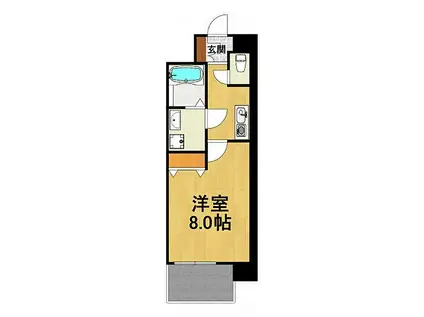阪神本線 甲子園駅 徒歩8分 6階建 築15年(1K/3階)の間取り写真