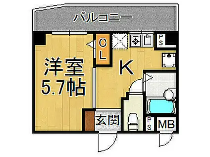 夙川ハイツAIOI(1K/1階)の間取り写真