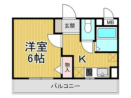 夙川ハイツAIOI(1K/3階)の間取り写真
