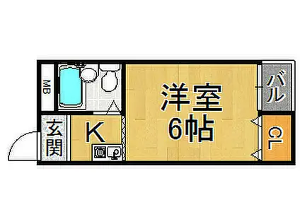 JR東海道・山陽本線 立花駅 徒歩2分 7階建 築33年(1K/5階)の間取り写真