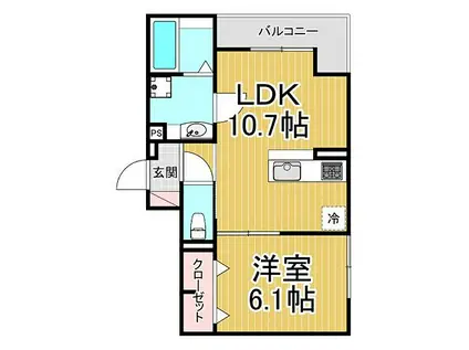 D-ROOM武庫之荘(1LDK/1階)の間取り写真