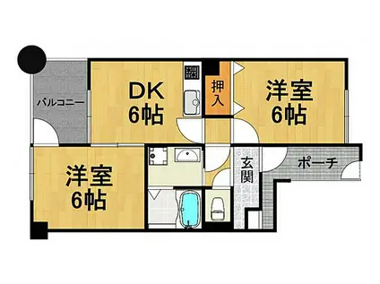 MIZUKI武庫之荘(2DK/4階)の間取り写真