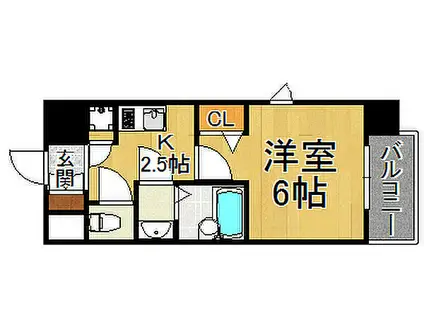 阪神本線 杭瀬駅 徒歩6分 11階建 築9年(1K/3階)の間取り写真