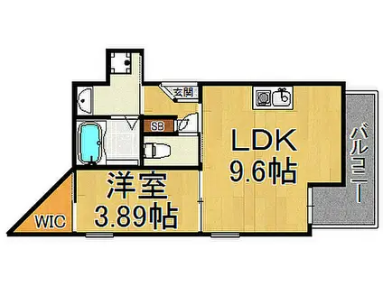 阪神本線 武庫川駅 徒歩9分 3階建 築7年(1LDK/2階)の間取り写真