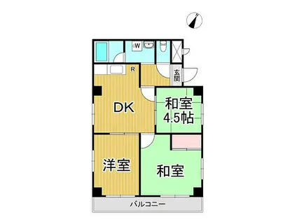 JR福知山線 猪名寺駅 徒歩15分 4階建 築32年(3DK/4階)の間取り写真