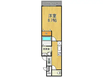フジパレス阪急園田ウエスト2番館(1K/1階)の間取り写真