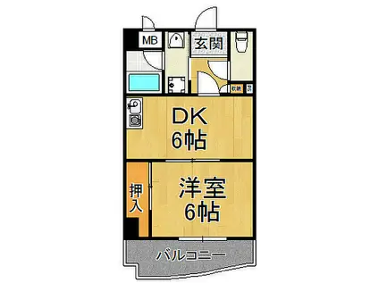 パルステ-ジ武庫之荘(1DK/3階)の間取り写真