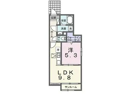 JR常磐線 佐貫駅 バス乗車時間：3分 花丸住宅前バス停で下車 徒歩3分 2階建 新築(1LDK/1階)の間取り写真