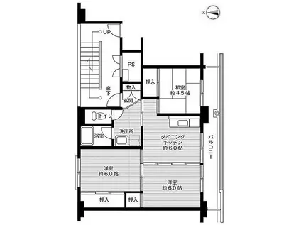 ビレッジハウスせんぼく1号棟(2LDK/1階)の間取り写真