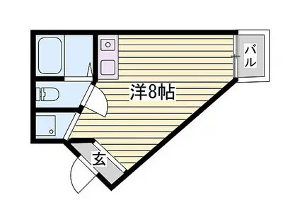 ベルフラワー岡町(ワンルーム/1階)の間取り写真