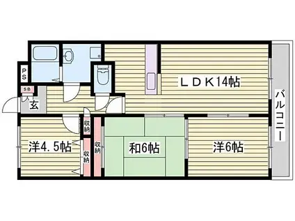 ハーモニー三幸I(3LDK/7階)の間取り写真