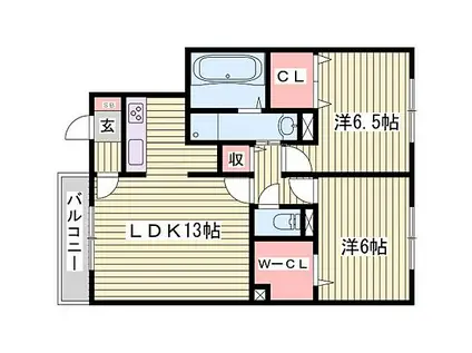 コンフォート花田(2LDK/1階)の間取り写真