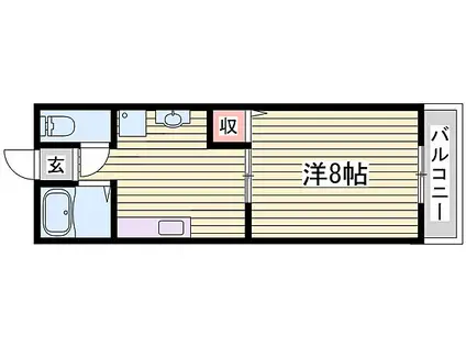 JR播但線 野里駅 徒歩20分 2階建 築27年(1K/1階)の間取り写真