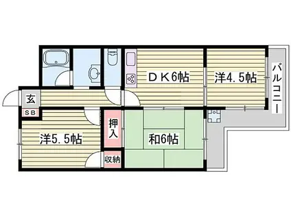ロイヤルコーポ姫路(3DK/4階)の間取り写真