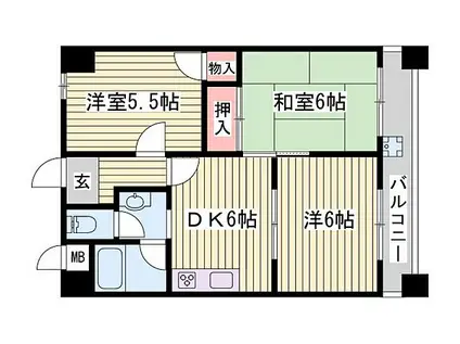 ロイヤルコーポ姫路(3DK/3階)の間取り写真
