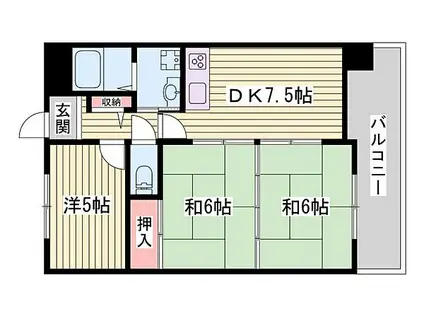 ロイヤルコーポ野田(3DK/9階)の間取り写真