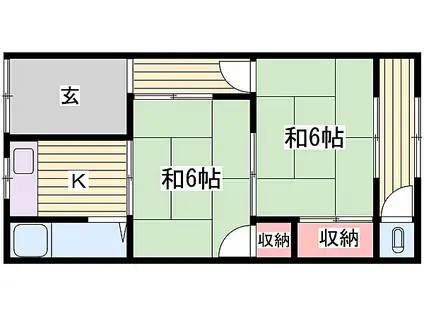 JR山陽本線 英賀保駅 徒歩6分 1階建 築49年(2DK)の間取り写真