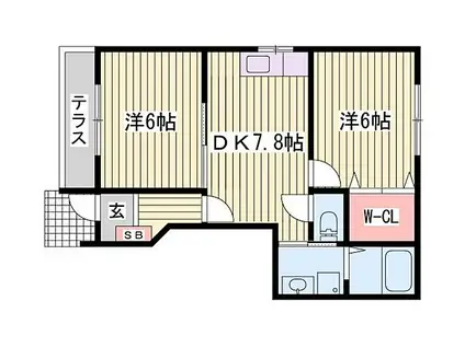 ローレルハウス(2DK/1階)の間取り写真