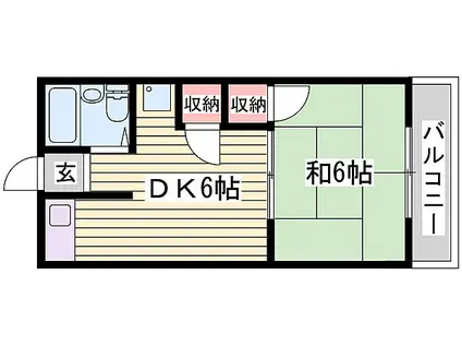 ユニハイツ田村II(1DK/2階)の間取り写真