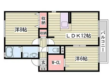 シャルマンコート A棟(2LDK/1階)の間取り写真