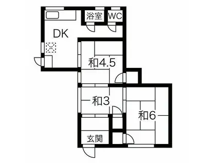 第二喜楽荘(3DK/1階)の間取り写真