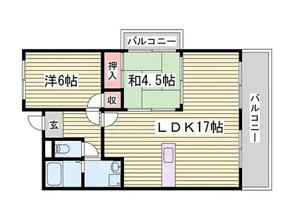 ルークレジデンス姫路II(2LDK/5階)の間取り写真