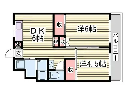 西山団地(2DK/4階)の間取り写真