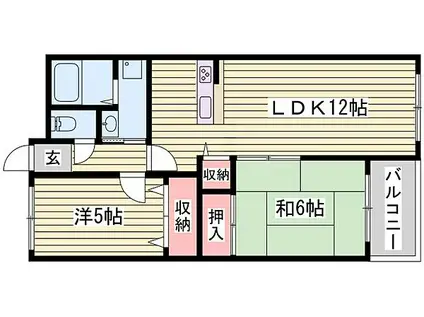 シャトー三和青山(2LDK/3階)の間取り写真