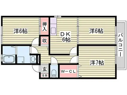 ヴィラグレイス C(3DK/2階)の間取り写真