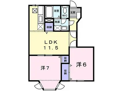 ピュールメゾン(2LDK/1階)の間取り写真